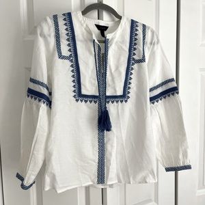 J Crew blue & white blouse, 2, NWT